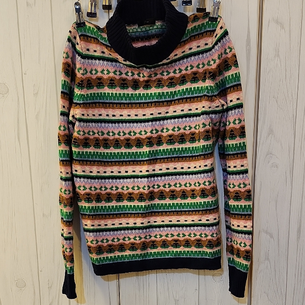 J. Crew Multicolor Striped Turtleneck Sweater